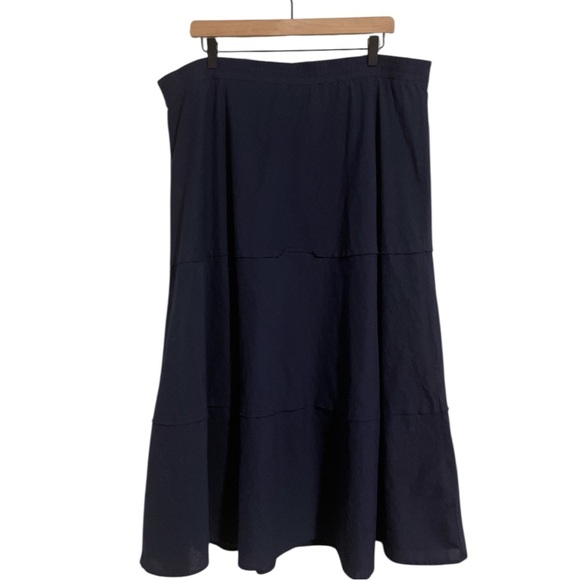 Christopher & Banks Tiered Midi Skirt Cotton Coastal Peasant Boho Large - Picture 2 of 7